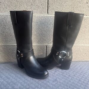 FRYE JEAN HARNESS WOMEN BOOTS BLACK LEATHER SIZE 8.5 B